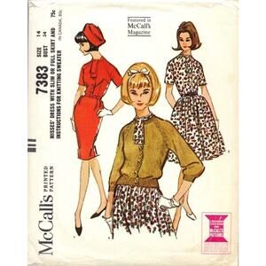 UNCUT Vintage 1960s McCalls 7383 Sewing Pattern Sz M 16 Dress Skirt Knit Sweater